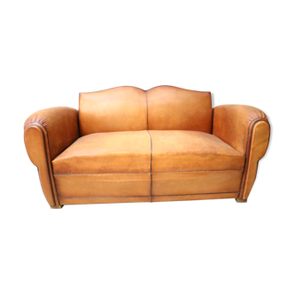 Moustache club sofa in leather, 40s