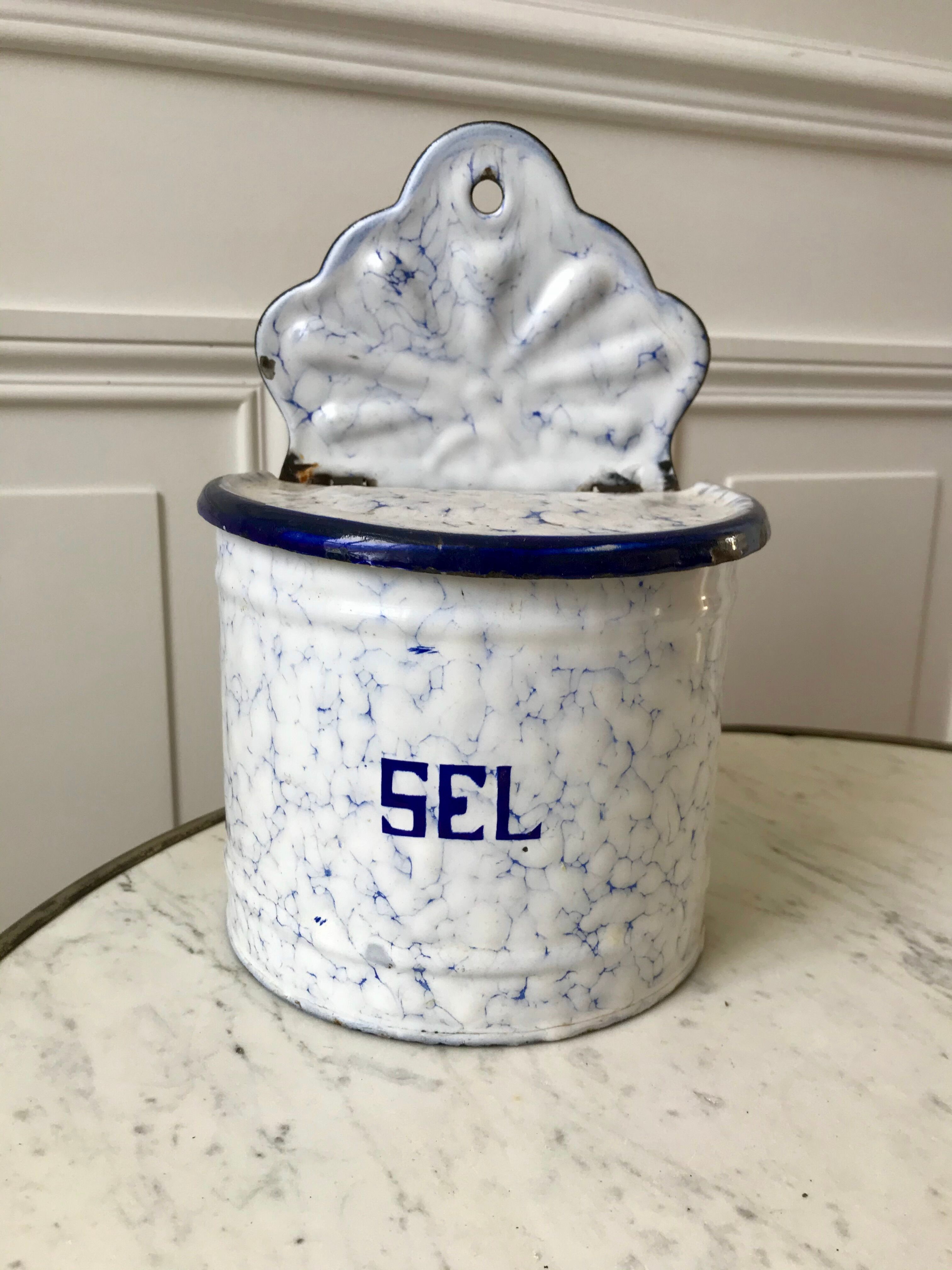 enamelled salt jar to be fixed early twentieth century
