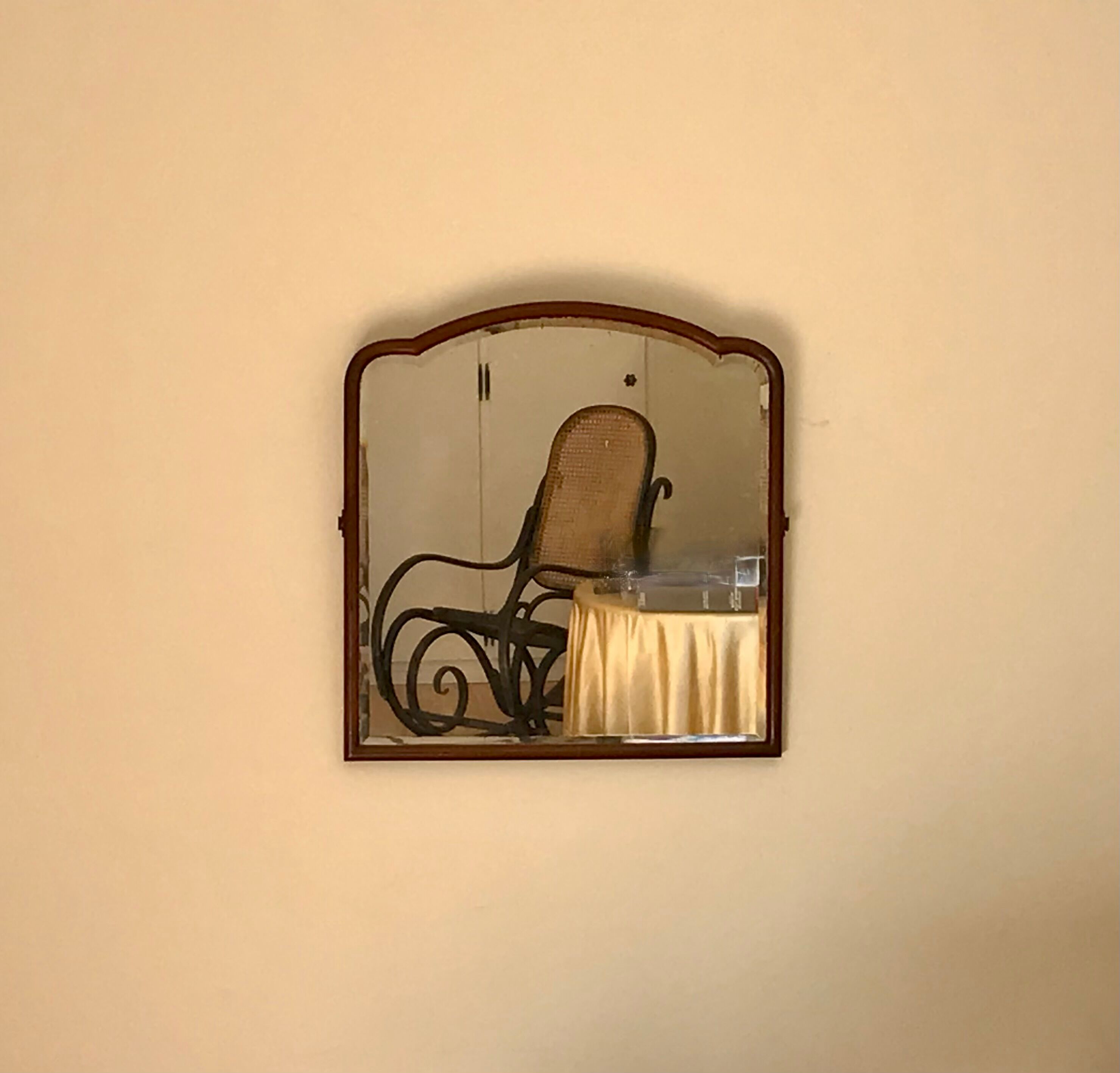Beveled mahogany mirror, circa 1930