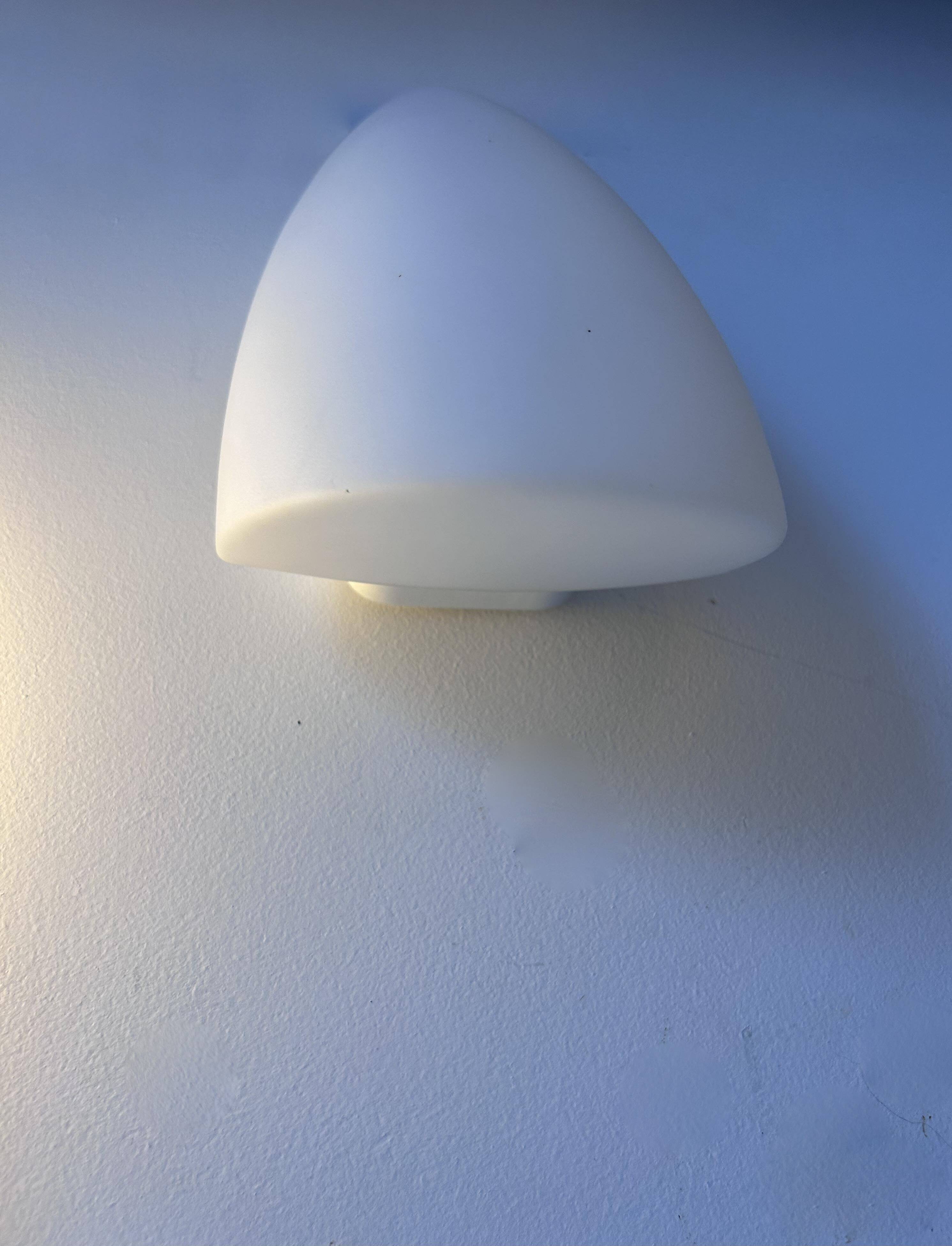 Pair of vintage white opaline wall lights, France 1970s