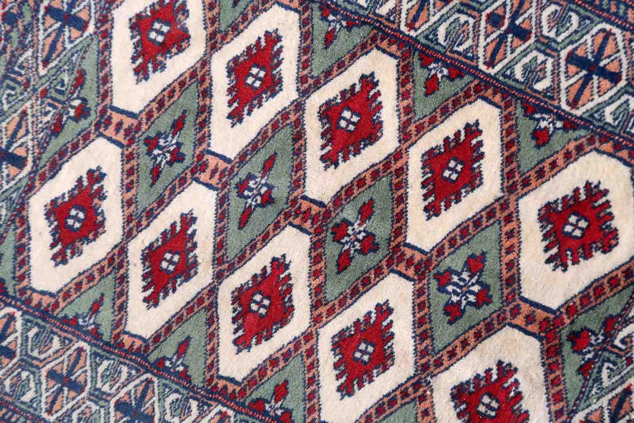 Handmade vintage rug Uzbek Bukhara 56cm x 83cm 1970s
