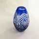 Small Bohemian crystal vase, cut with cobalt lining