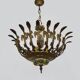 Half-basket chandelier with 5 lights in bronze and Spanish ceramic. 1960s