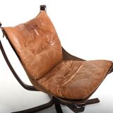 Sigurd Ressell Cognac Leather Falcon Chair 1970s