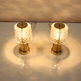 2 lampes de table en or du milieu du siècle, Kamenický Šenov, Preciosa, années 1970