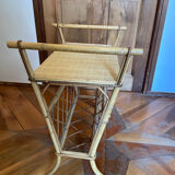 Rattan side table magazine rack