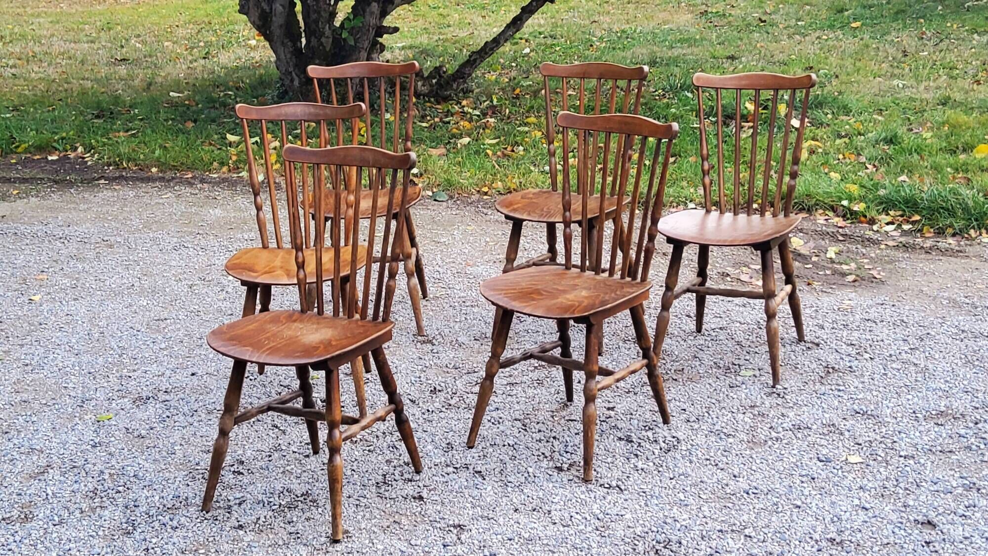 Set de 6 chaises de bistrot Baumann vintage des années 60