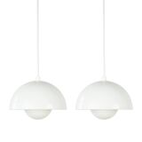 Paire de suspensions vintage danoises Floweport par Verner Panton, Louis Poulsen, 1968