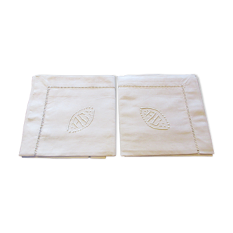 Ancienne paire de taies d'oreiller AC en métis neuves