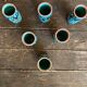 Set of 6 antique cyclops liqueur glasses by charles cart, fat lava ceramic
