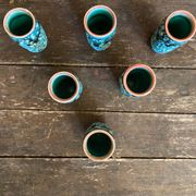 Set of 6 antique cyclops liqueur glasses by charles cart, fat lava ceramic
