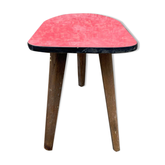 Guéridon petite table basse rouge vintage tripode porte plante midcentury 1950 ancien