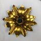 Set of 3 Golden Florentiner Leaf Theatre Wall Ceiling Light Sconces, Italy 1960s