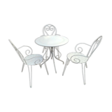 Salon de jardin en fer forgé 3 fauteuils + 1 table