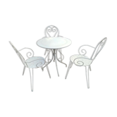 Wrought iron garden furniture 3 armchairs + 1 table