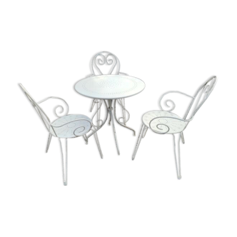Salon de jardin en fer forgé 3 fauteuils + 1 table