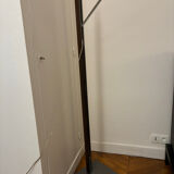 Cinna floor lamp in wood, chrome, and fabric.