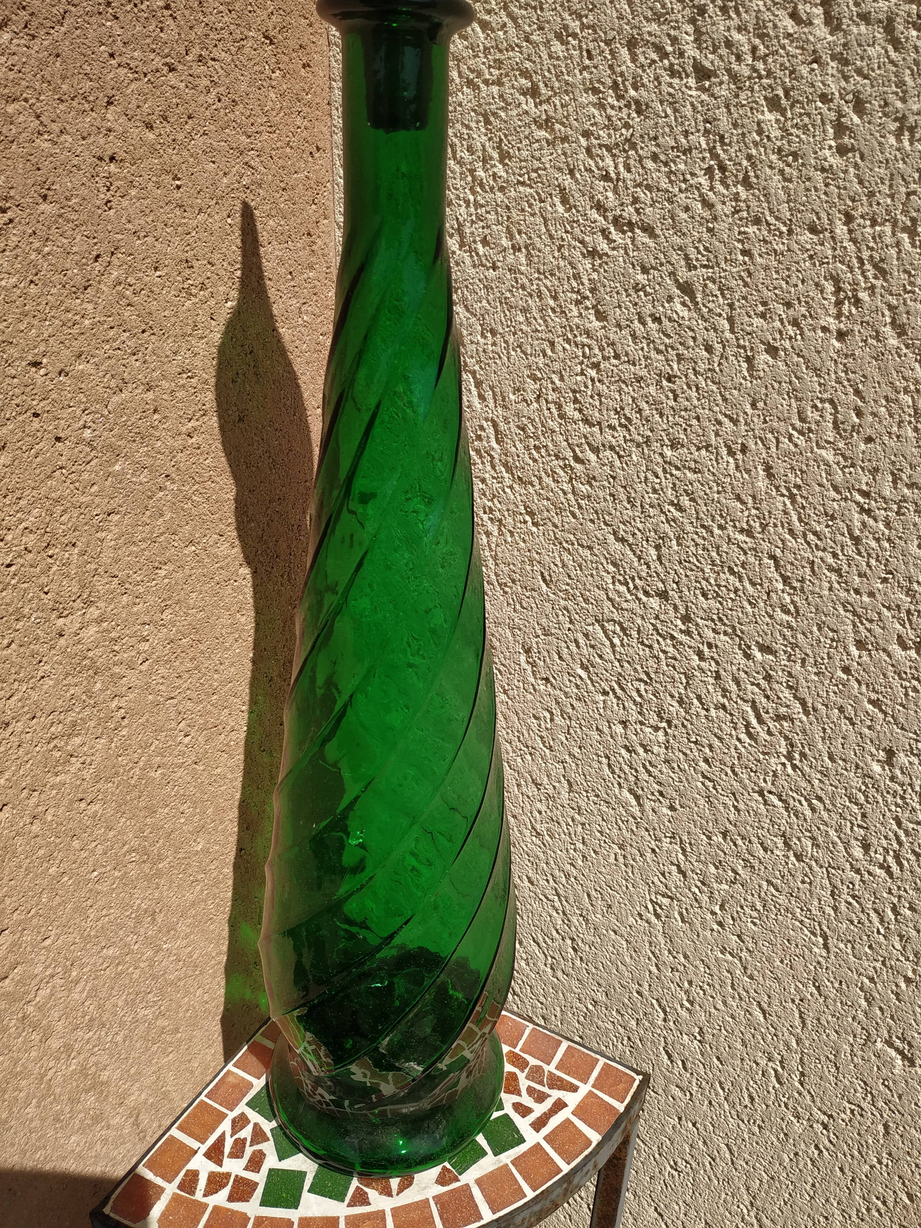 Large Italian bottle green empoli twisted