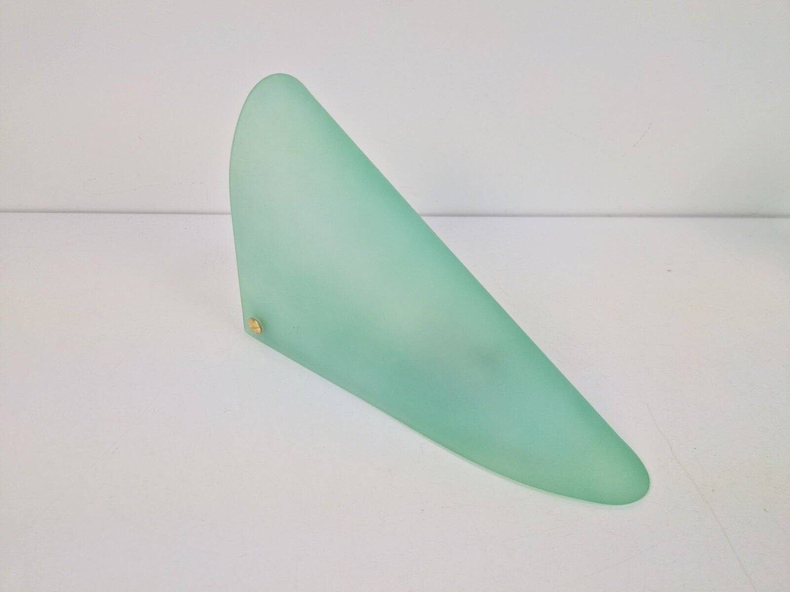 Vintage Triangular Conical Wall Sconces in Green Frosted Glass, 1990s, Set of 2