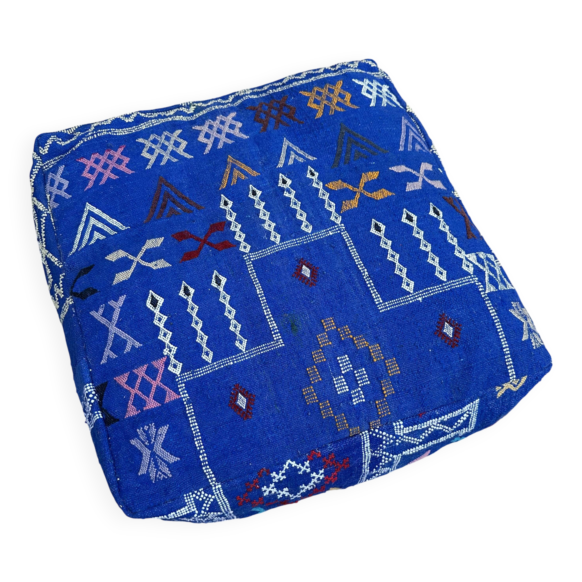 Handmade Berber Kilim pouf, floor cushion