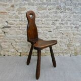 Mountain chair in solid wood, carved with gouge, 60s