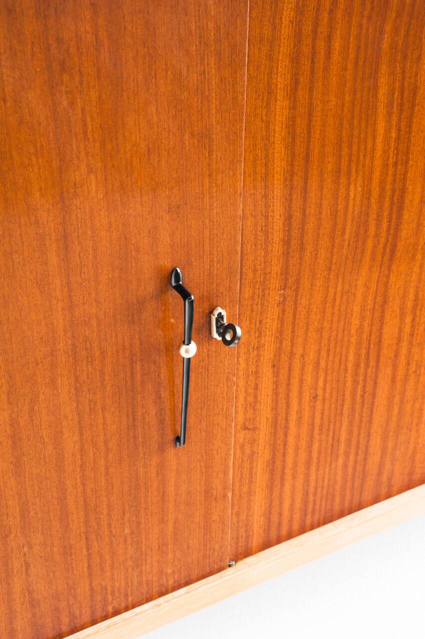 Vintage high buffet. Oak and mahogany veneer, France, 1960s.