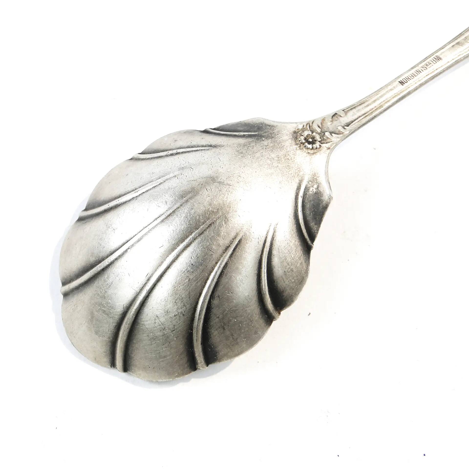 Art Deco sugar spoon, silver-plated brass, Poland, 1930s