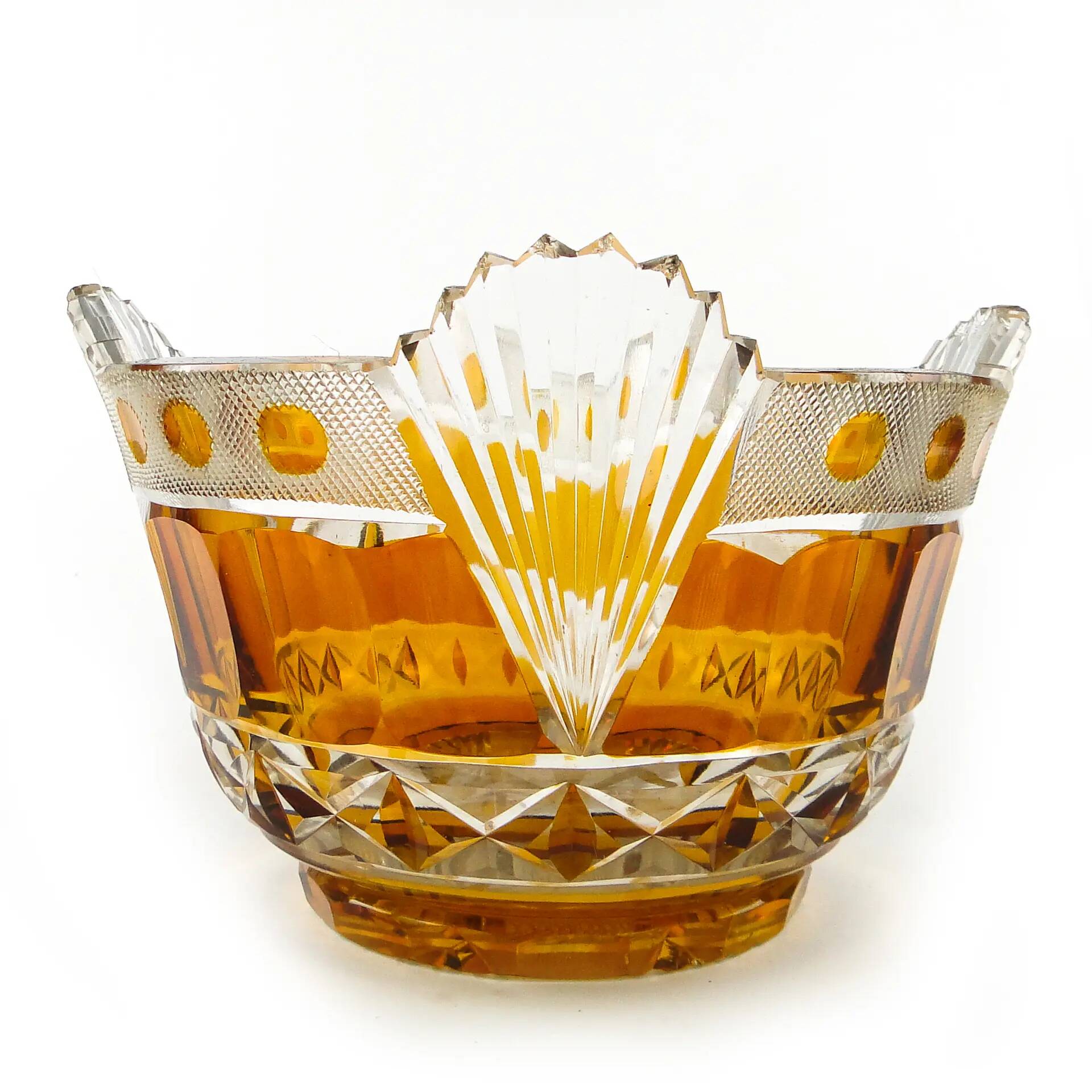 Mid-century modern fruit bowl, crystal, Poland, 1970s