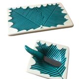Set tray, butter maker and its porcelain knife foliage pattern