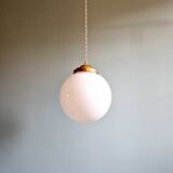 Art Deco pendant light in white opaline, 1920s-30s