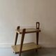 Mid-century honey wood bar trolley, French design 1950s
