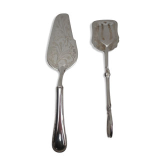 shovel and clamp with antique cakes, silver