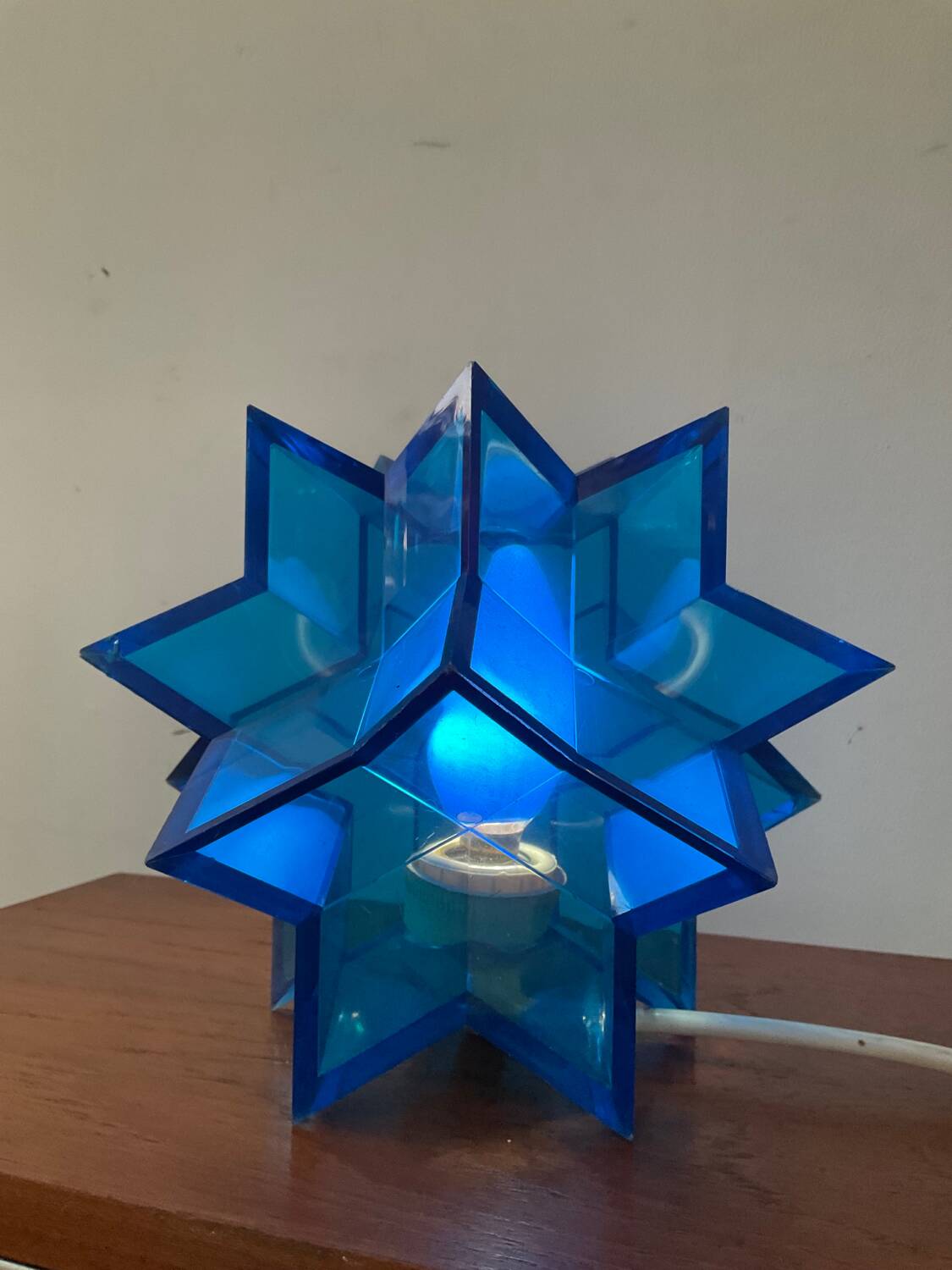 Vintage blue plexiglass star lamp
