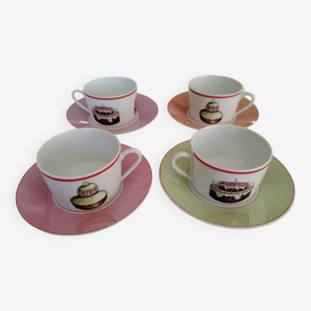 Lot de 4 tasses  à thé de marque  Médard de noblat