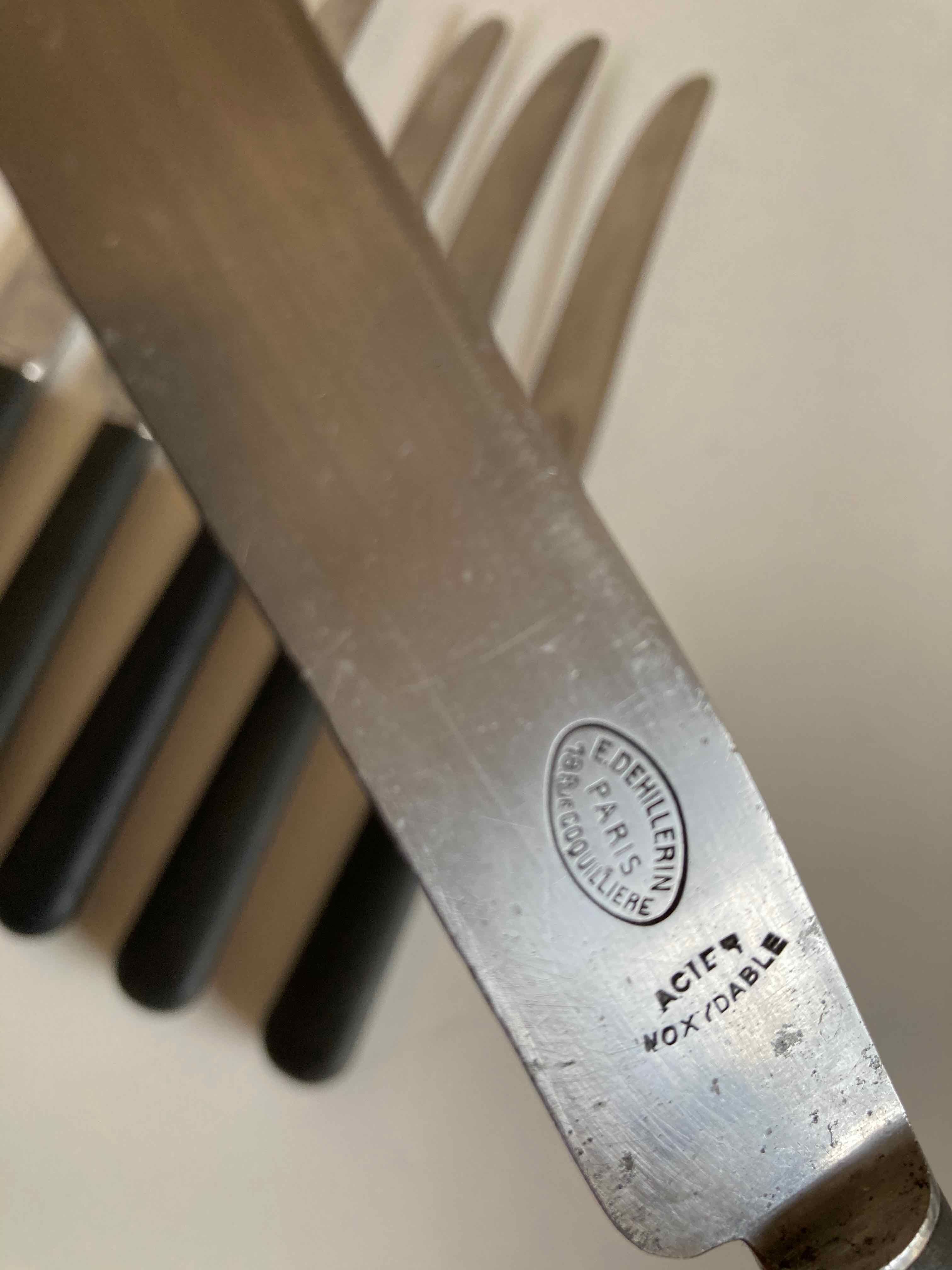 Set of 6 dehillerin brewery 1900 in ebony and steel