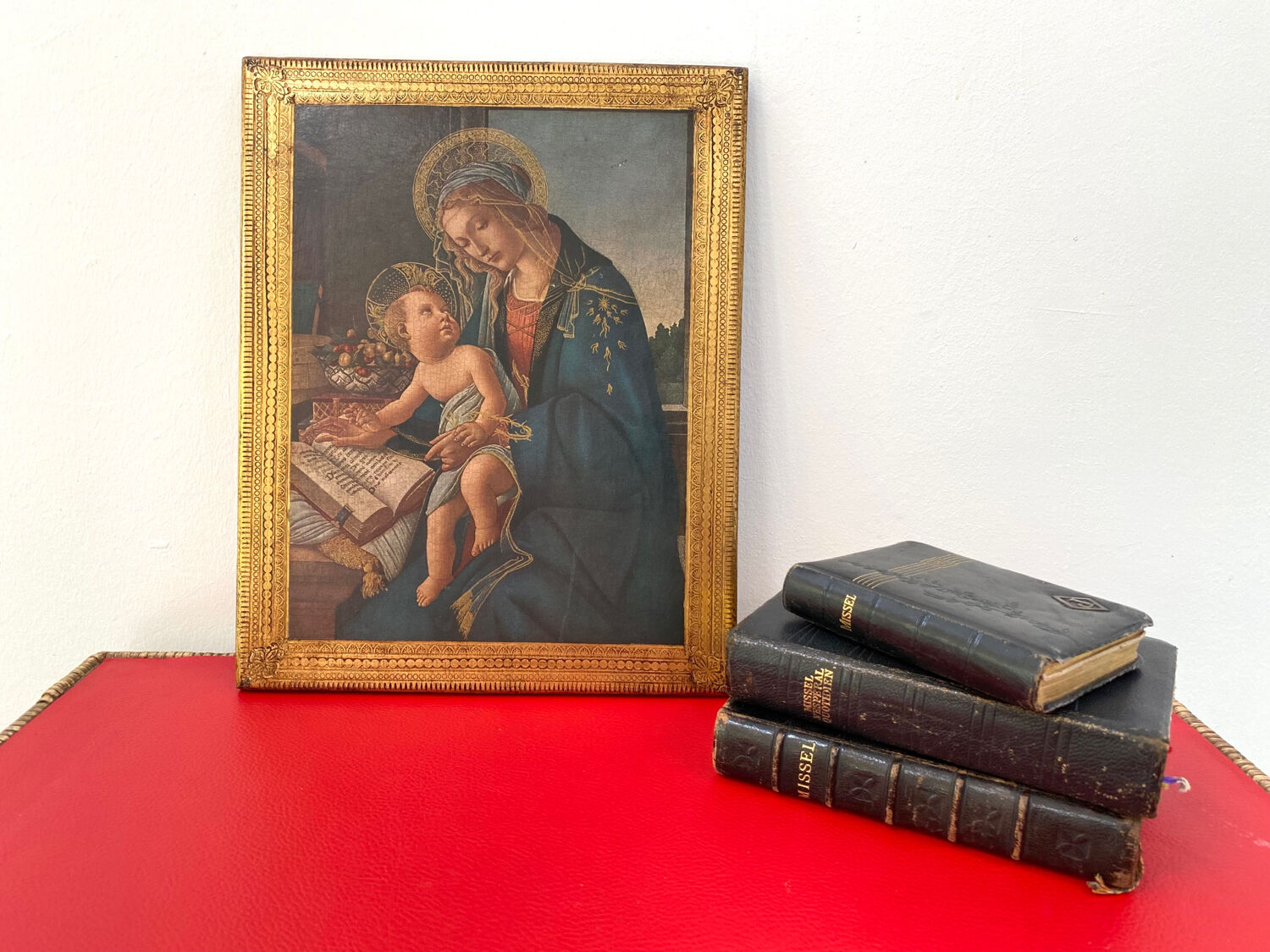Religious icon on gilded wood: The Madonna of the Book