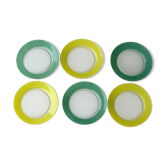 Lot 6 old flat plates duralex color - 3 yellow and 3 green