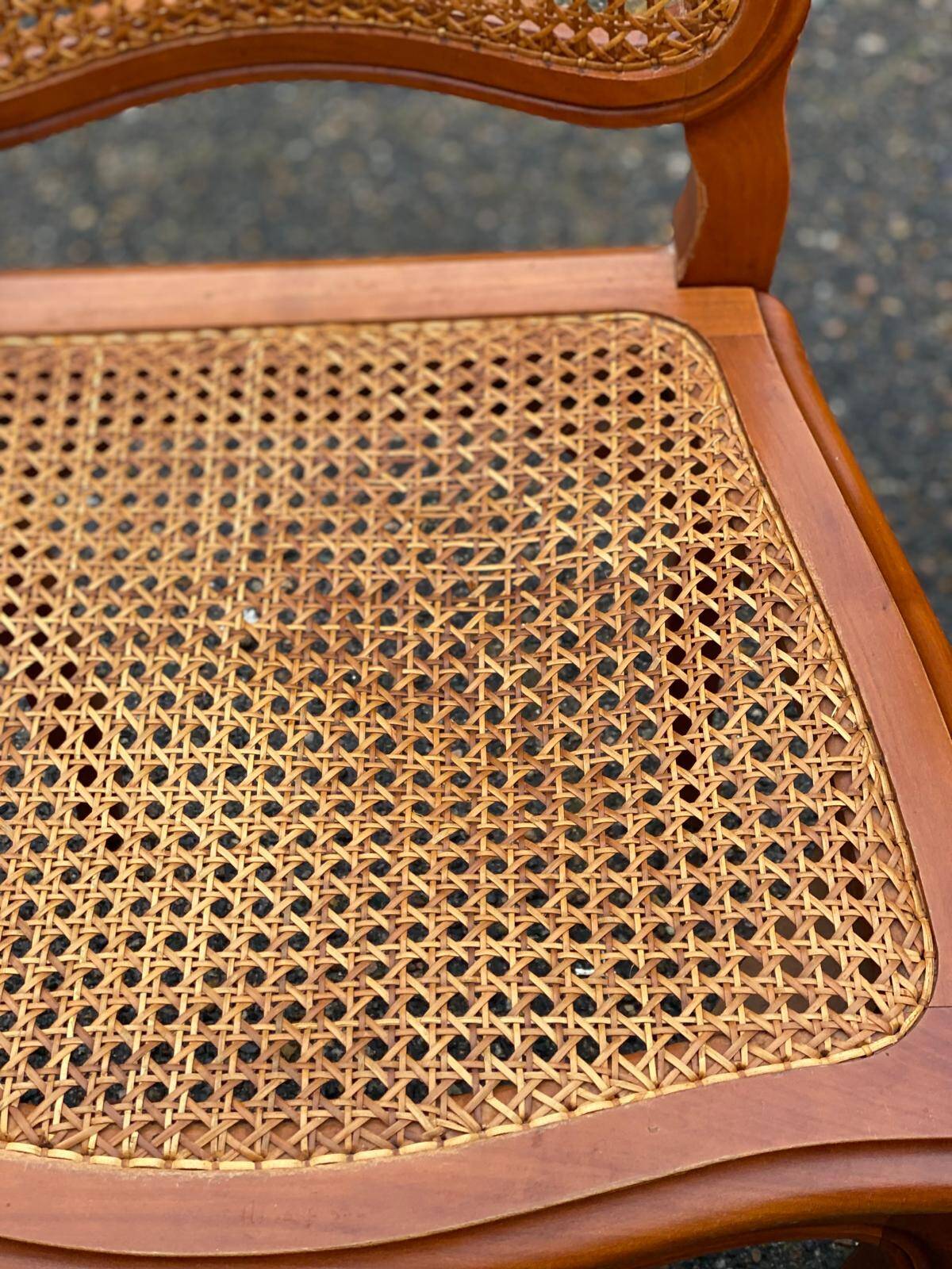Set of 6 Louis XV style caned chairs in solid wood