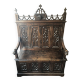Neo-Gothic Chest Bench XIXth stamped A.Vallot Paris