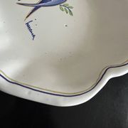 vintage plate in earthenware with birds