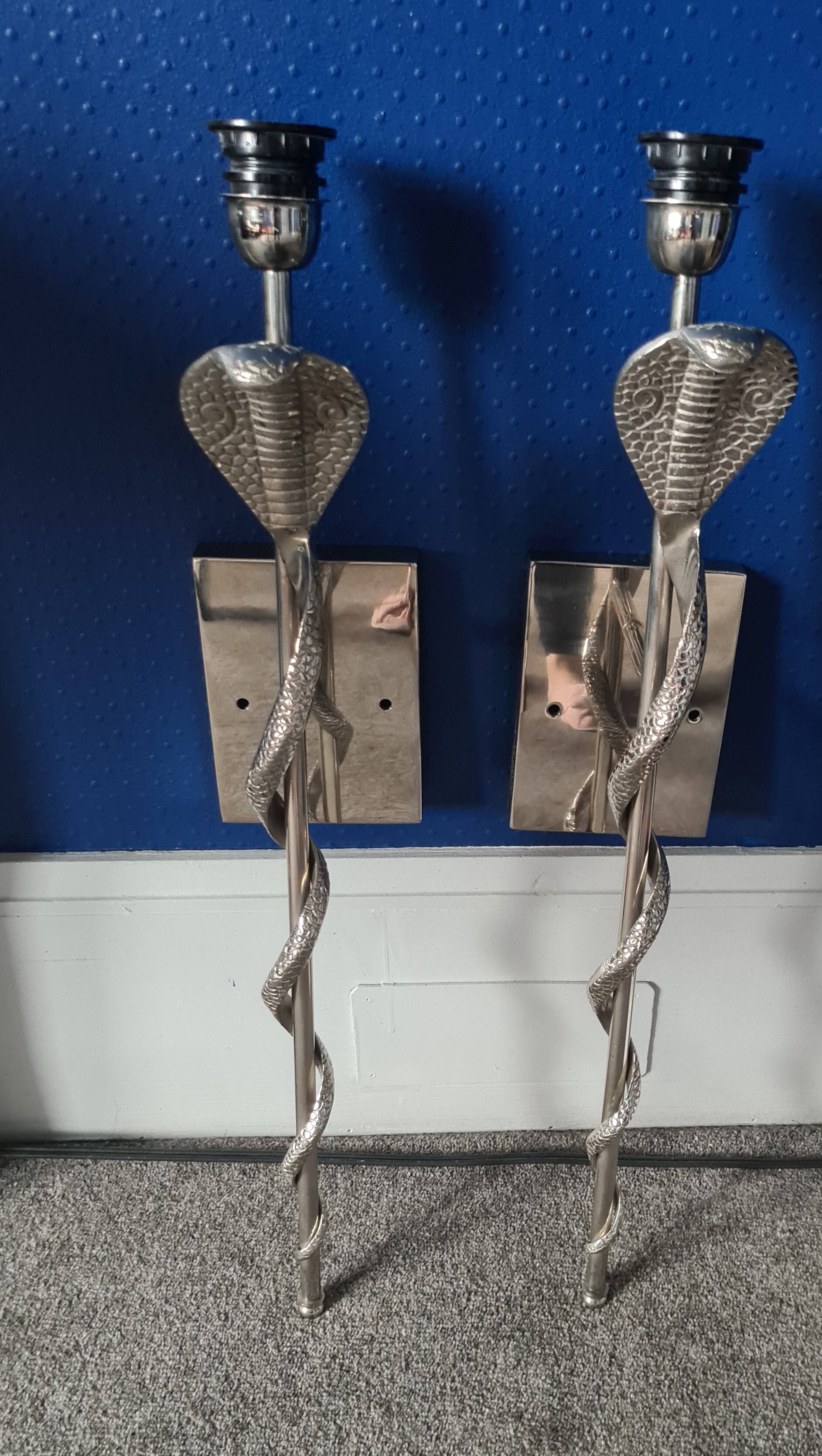 Heavy Pair of Cobra Wall Lights