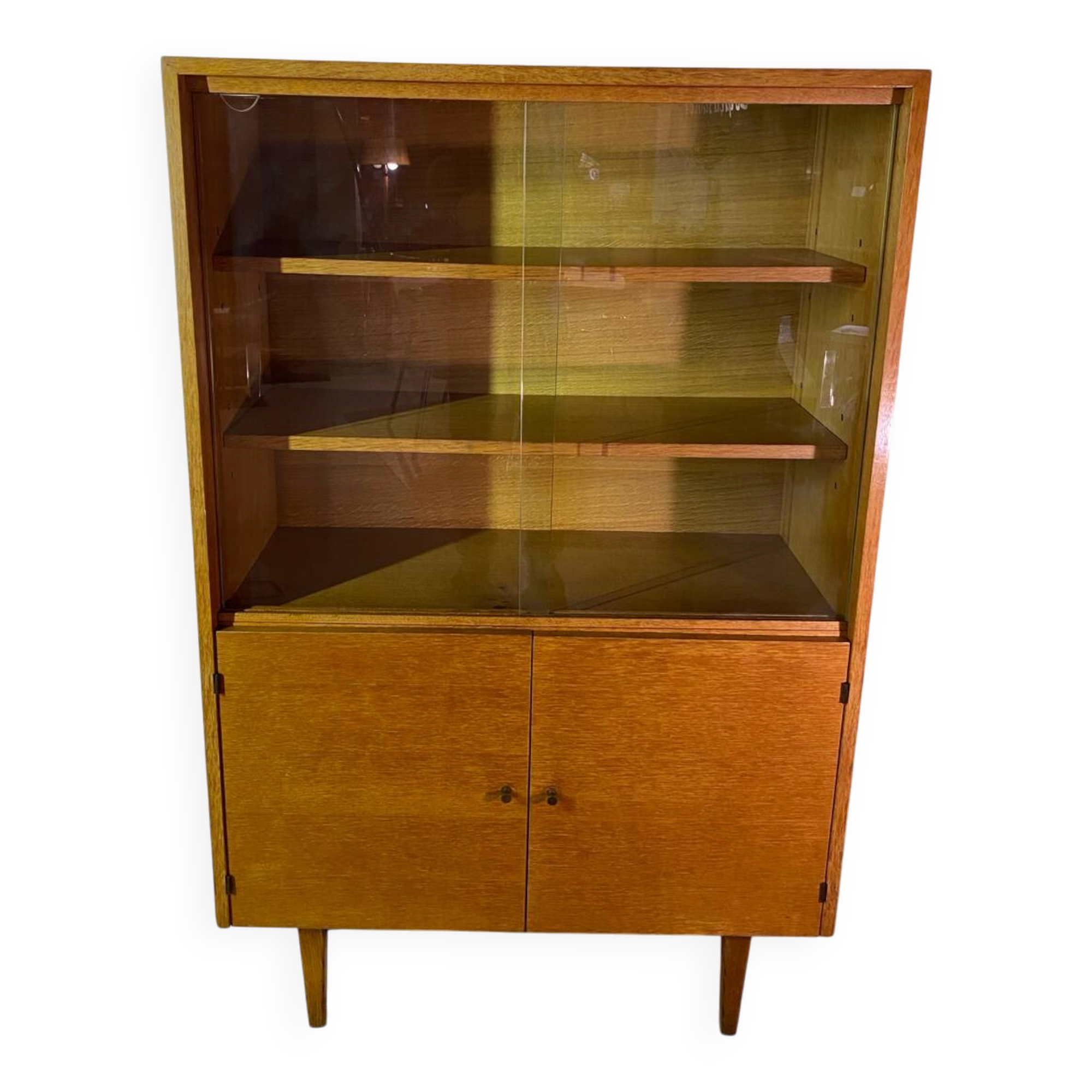 Meuble de rangement vitré en bois, 1960