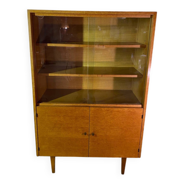 Wooden glass-fronted storage unit, 1960