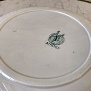 Hollow round dish / salad bowl Terre de Fer Moulin des Loups "Athens" late nineteenth century