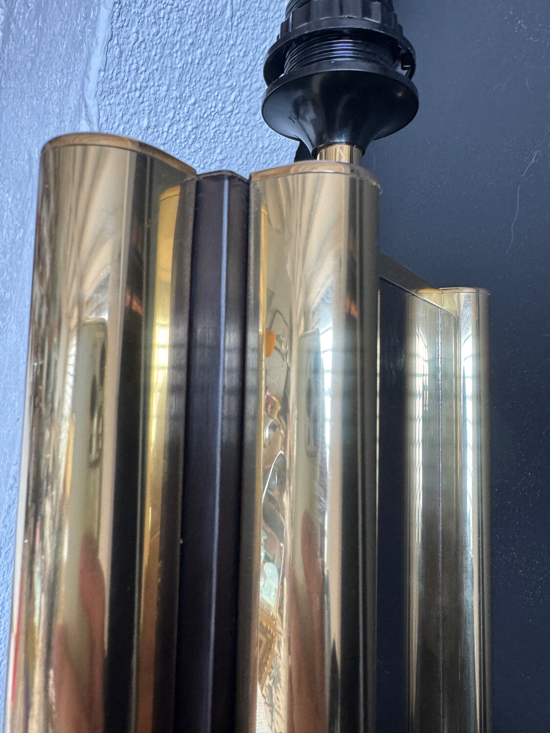 Smoked mirror lamp brass 1970s
