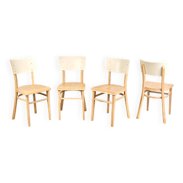 Ensemble de 4 chaises de salle à manger, par TON, années 1960, Tchécoslovaquie
