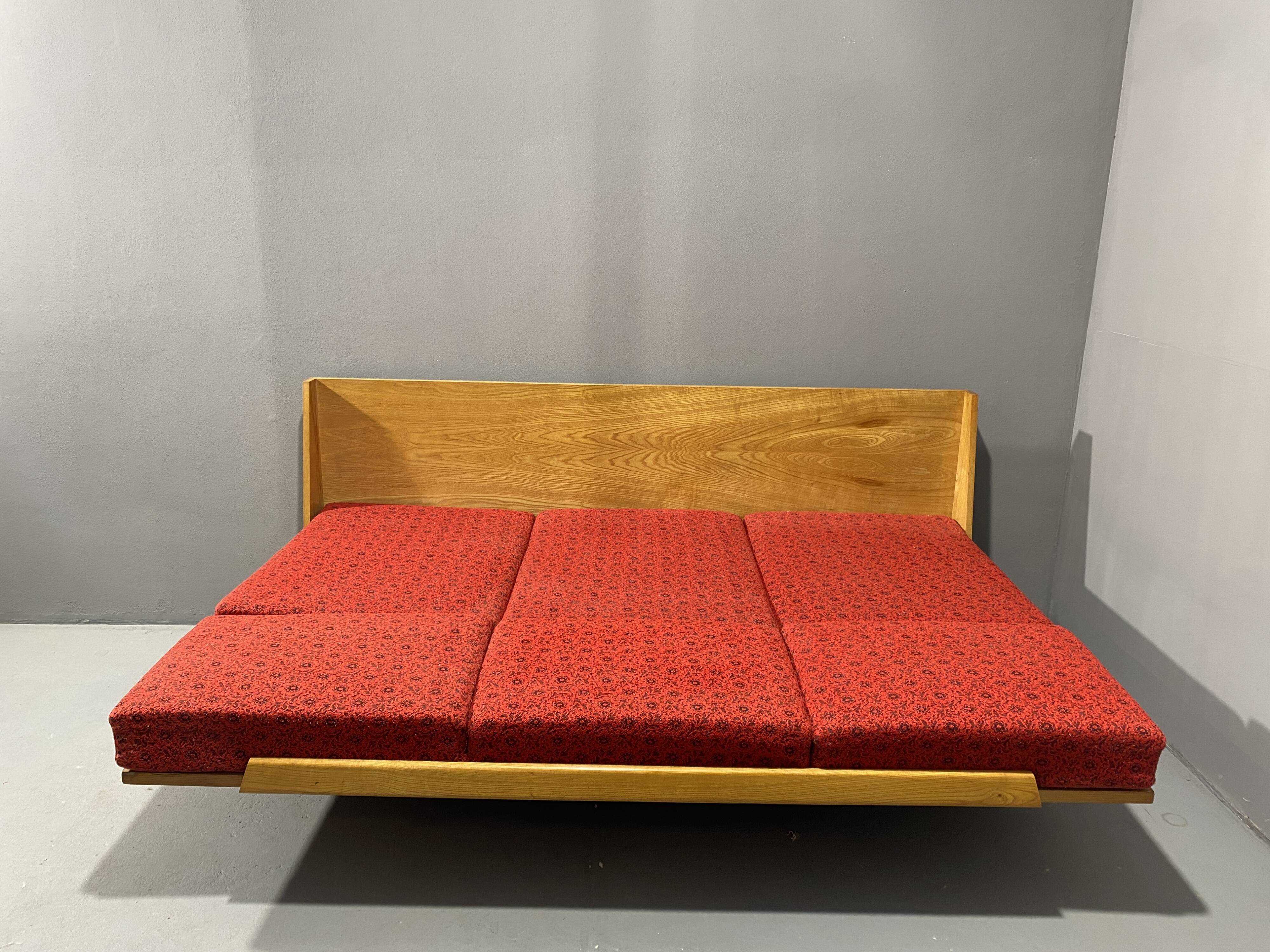 Mid-century folding sofa bed by Drevotvar, 1970s, Czechoslovakia