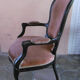 Fauteuil voltaire epoque Napoleon III en bois noirci tissu rouge saumon
