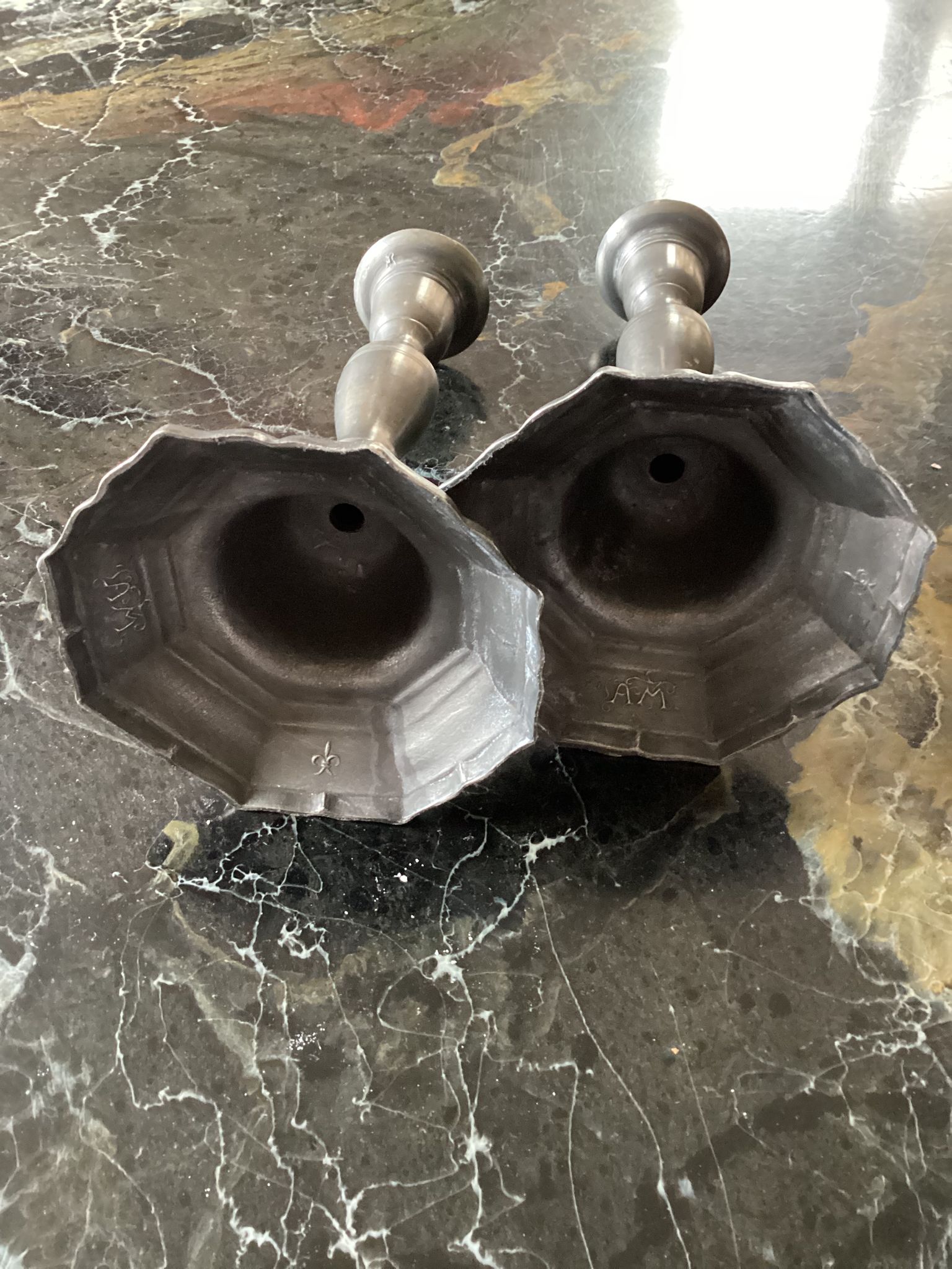Pair of vintage stamped brass candlesticks