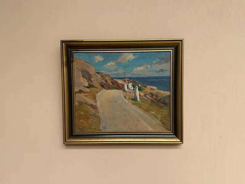 Original Swedish Oil on Canvas – “The Way” by Aksel G Knůdsen – Signed, Vintage & Framed – 52 x 45 cm (24" x 20")